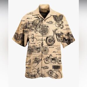 Vintage Hawaiian short sleeve style motorcycle button dress cruise lightweight
